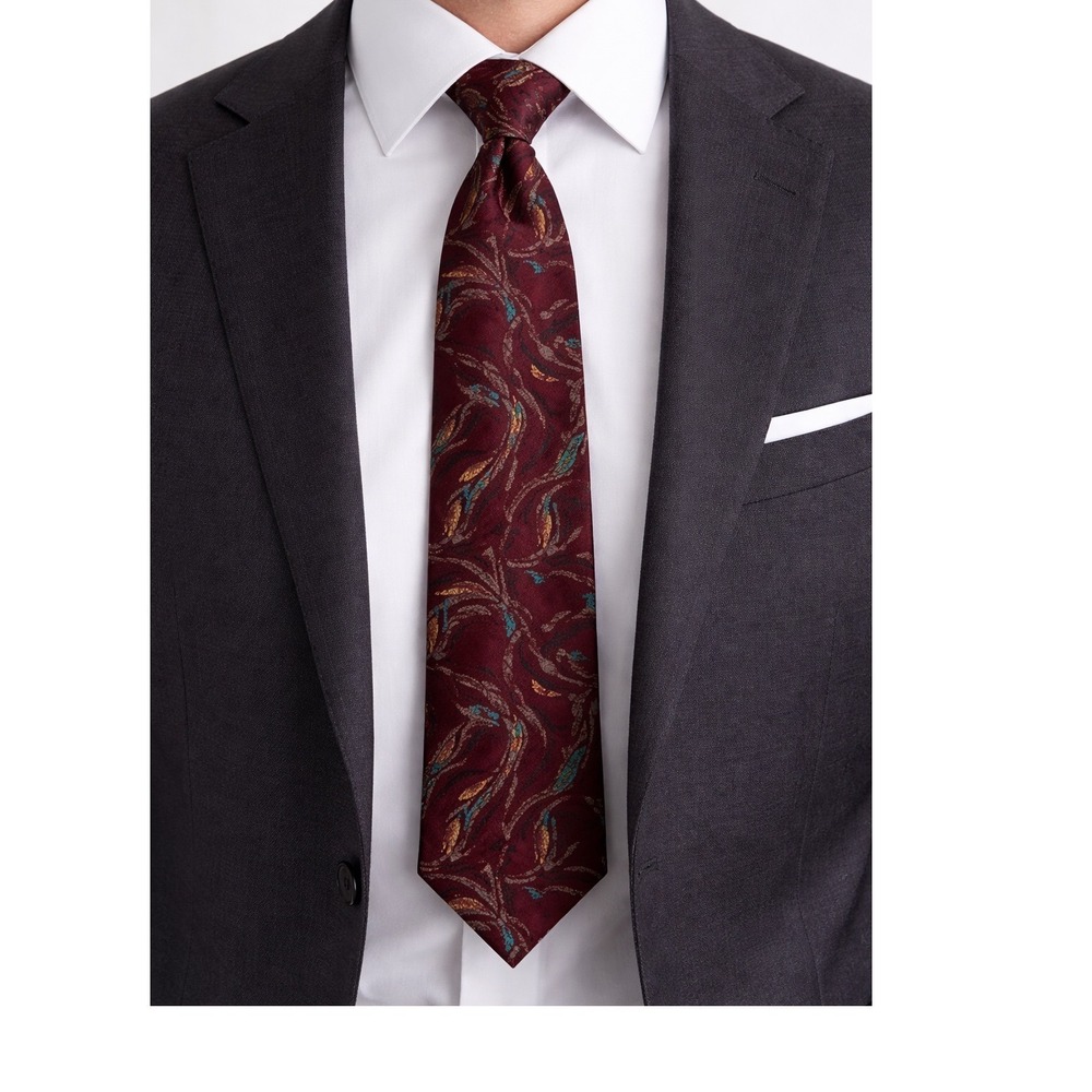 Fendi Roma Silk Necktie Mens Burgundy Abstract Swirl Pattern Excellent Made‎ USA
